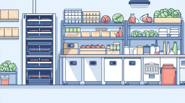 AI inventory management optimizing food stock levels representing smart supply chain logistics

