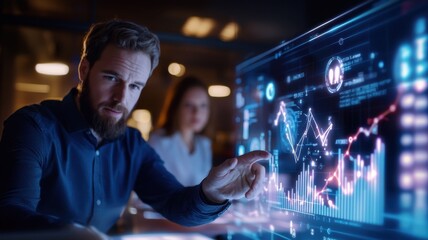 Automotive engineer designing electric car using augmented reality hologram interface innovation 3D model