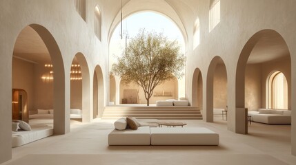 Minimalist Beige Interior Courtyard