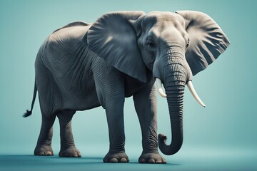 Obraz premium Stunning Elephant Image with a Calm Light Blue Background. Generative AI