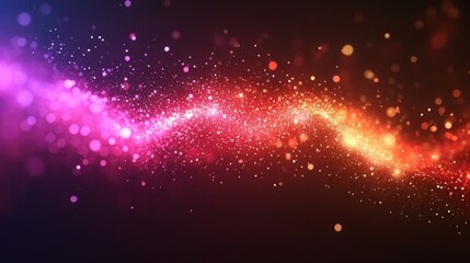 Fototapeta premium Vibrant, swirling nebula of pink, purple, and orange light particles on a dark background
