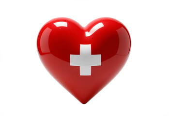 Obraz premium Red Heart Medical Cross Symbol Isolated Transparent Background