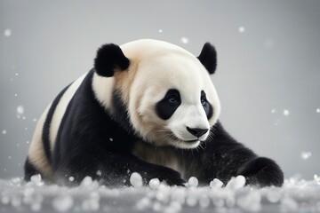 Fototapeta premium Stunning Close-Up Photography of a Playful Panda in Its Natural Habitat. Generative AI