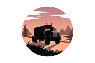 Fototapeta premium Big truck art silhouettes vector with white background