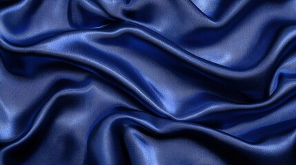 Fototapeta premium Blue silk fabric drapes, soft folds, elegant texture, background design, website banner