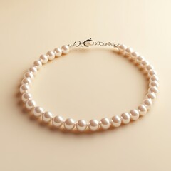 Elegant Pearl Necklace on Soft Cream Background for Fashion Accessories