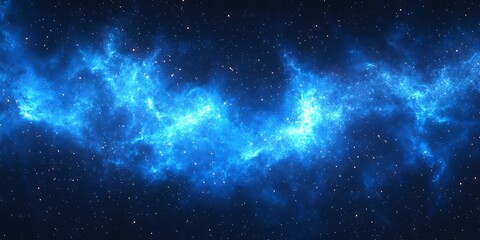 Naklejka premium A Bright Blue Nebula Illuminated Amongst Distant Sparkling Starfields