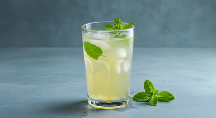 Iced Lemon Drink With Fresh Mint