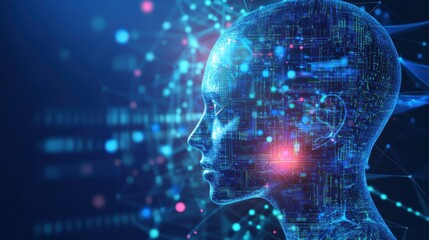 A machine learning researcher optimizing natural language processing algorithms, office with data models and language interfaces visible, High-tech style