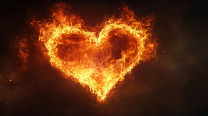 Heart shaped fire abstract art