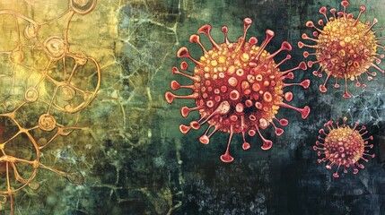 Ace2: Coronavirus SARS-CoV-2 Illustration Interacting with Receptor. Pandemic Virology Drawing