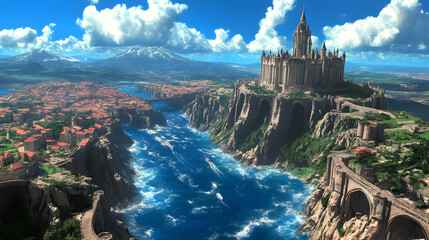 Fototapeta premium a large medieval fantasy tower house, five floors 