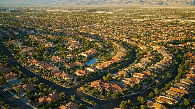 Aerial View of Summerlin: Suburban Neighborhood in Las Vegas, Nevada
