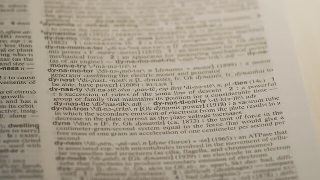 Dynasty Political Dictionary Highlighter Concept, highlighting a word in a dictionary to show it's definition