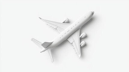 White Airplane Model on a Minimalist Background for Travel Themes