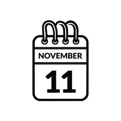 November 11 Calendar icon vector illustration.
