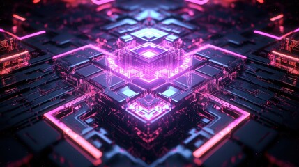 Obraz premium Abstract Futuristic Technology Design with Neon Light Patterns