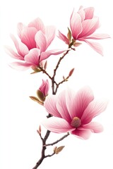 Obraz premium Beautiful vibrant pink magnolia flowers on a delicate brown branch