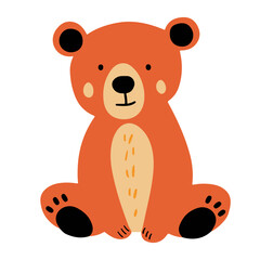 Clip art hand drawn vector illustration of a cute funny bear isolated object on white background