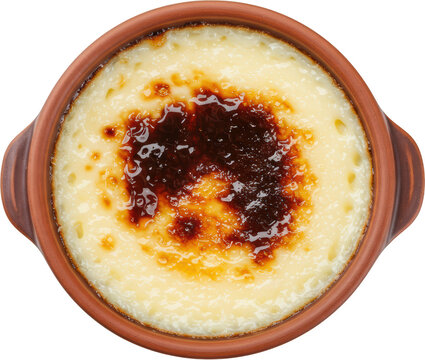 Delicious Creamy Rice Pudding in Clay Bowl Traditional Turkish Dessert S tla