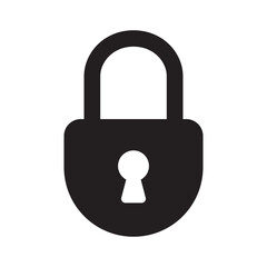 Black padlock icon symbolizing security, privacy, and protection. Perfect for cybersecurity, safety, data protection, and access control themes in digital and print projects.