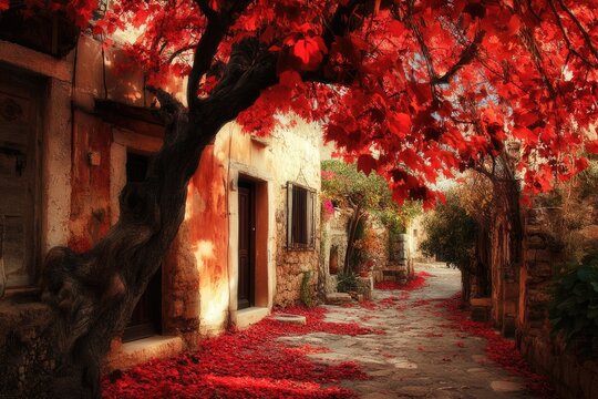 Archanes: Old Houses in Traditional Village of Heraklion, Crete, Greece - Powered by Adobe