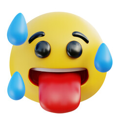 Naklejka premium Heatstroke Emoji 3D Illustration