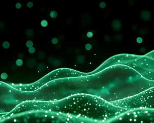Emerald green abstract digital waves