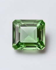 Emerald green gemstone, rectangular cut