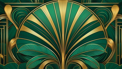 emerald green and gold luxurious art deco patterns premium vintage elegance