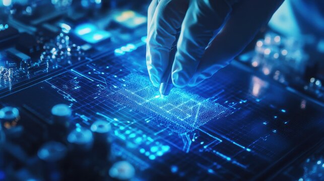 A quantum computer researcher testing quantum algorithms, tech lab with quantum processors and algorithm simulations visible, High-tech style