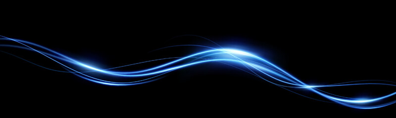 Abstract lines.Neon lines of speed and fast wind. effect of moving at the speed of light. Blue glow effect. Magic shiny line. Neon. Background.	