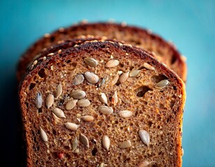seeded bread slice a close up of a slice of multigrain bread