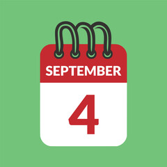 September 4 Calendar icon vector illustration.