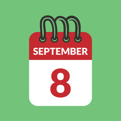 September 8 Calendar icon vector illustration.
