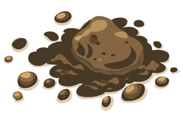 clip art illustration of dirt or ground in Flat style isolated on white background. Pile of ground or compost. Organic fertilizer. Vector illustration flat design.