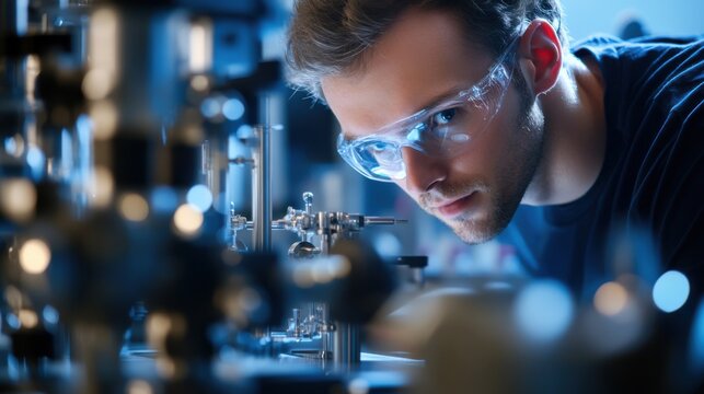 A quantum computing specialist testing quantum encryption algorithms for secure communication, lab with quantum computers and encryption protocols visible, High-tech style