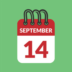 September 14 Calendar icon vector illustration.