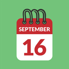 September 16 Calendar icon vector illustration.