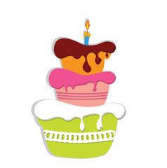 Birthday Cake Vector – 3-Tier Layered Dessert with Lit Candle for Party Invites, Bakery Branding & Celebration Clipart