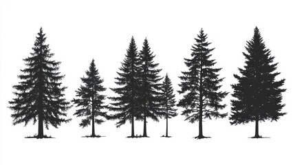 Fototapeta premium Pine trees silhouettes