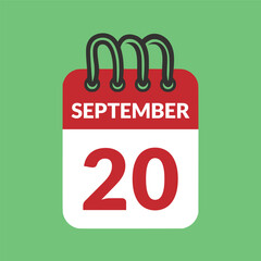 September 20 Calendar icon vector illustration.