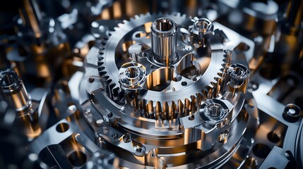 Precision gears industrial close-up