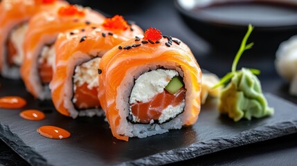 Philadelphia sushi on a plate, salmon sushi