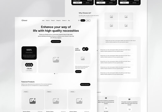 Ecommerce Website Wireframe Landing Page UX UI Template