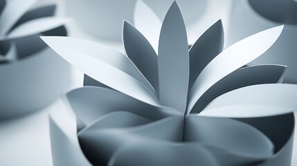 Abstract paper flower arrangement displaying layered petals and soft curves