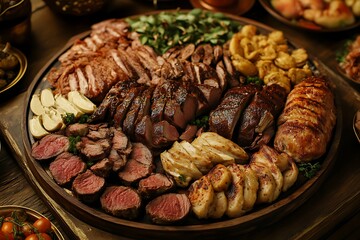 Obraz premium Eid ul Adha Meat Platter with Rich Textures