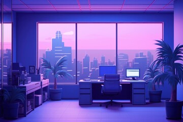 Office furniture purple table.