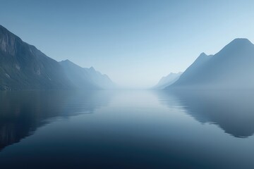Fototapeta premium Misty mountain lake landscape