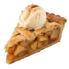 Piece of tasty apple pie isolated on transparent background